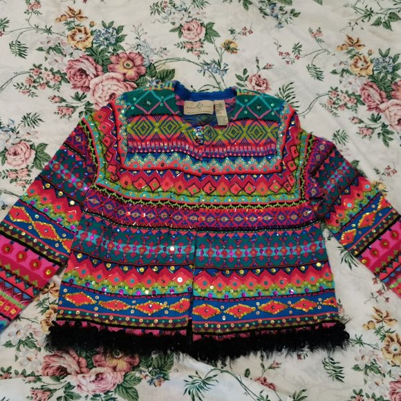 Design Options By Philip & Jane Gordon Size Small MultiColors Sequin Sweater0092 - Picture 3 of 5